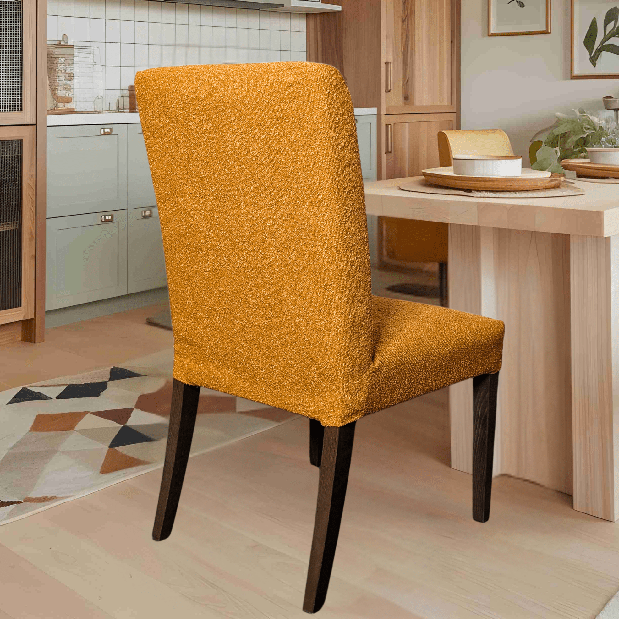 Rockin Cushions IKEA Henriksdal Dining Regular Boucle Cinnamon Brown Dining Chair Cover, Compatible with IKEA Henriksdal, Set of 2